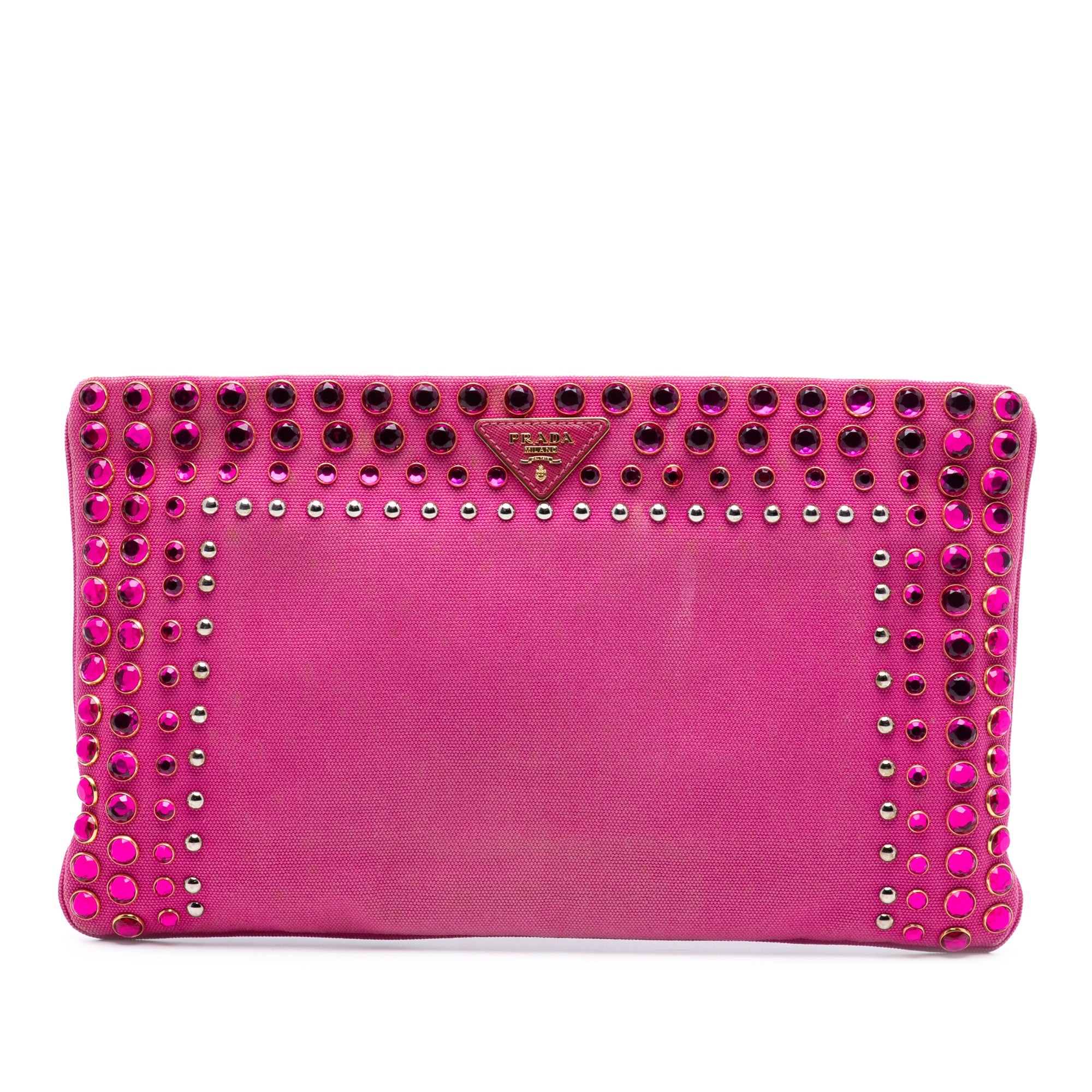 Canvas Canapa Studded Vernice Clutch
