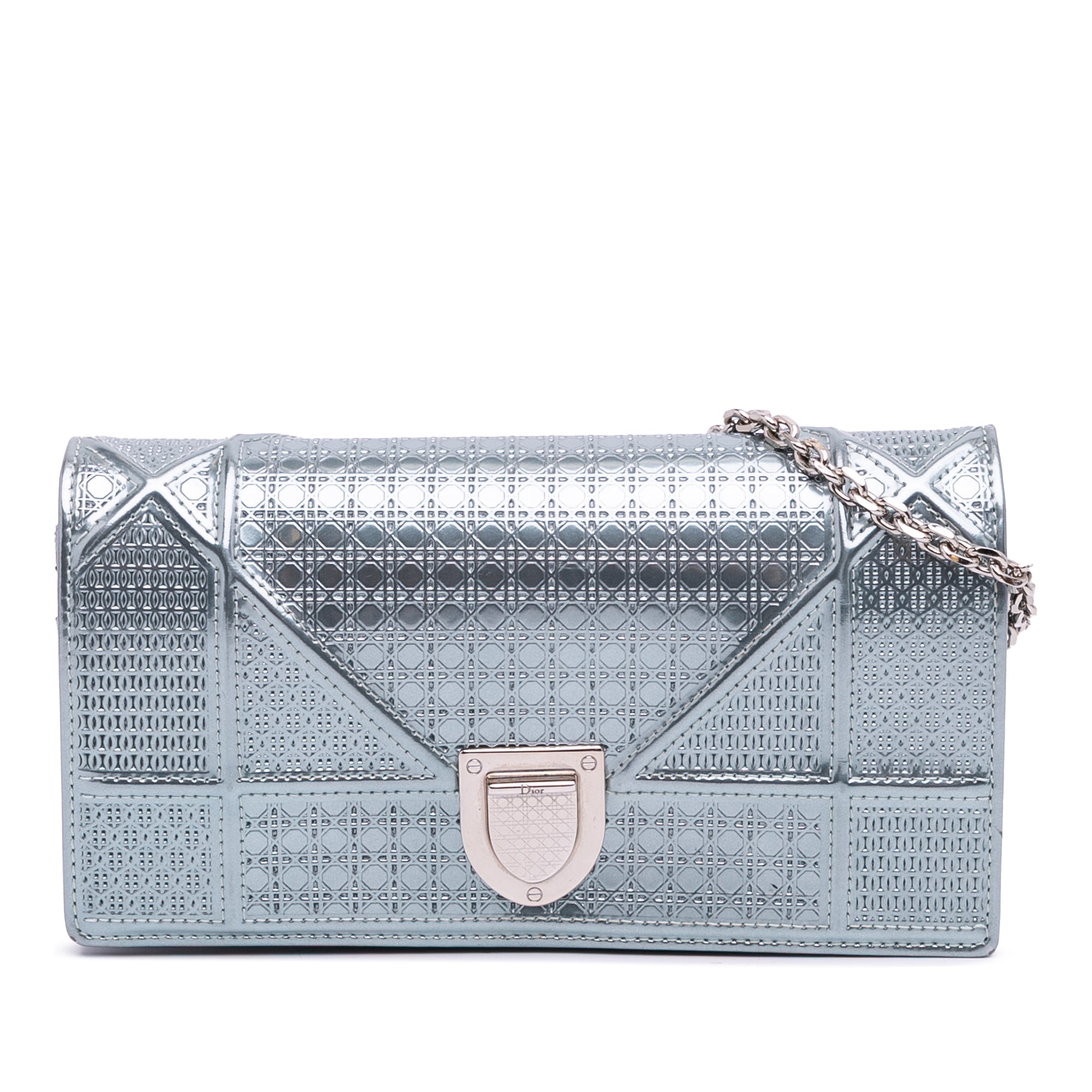 Metallic Patent Microcannage Diorama Wallet on Chain