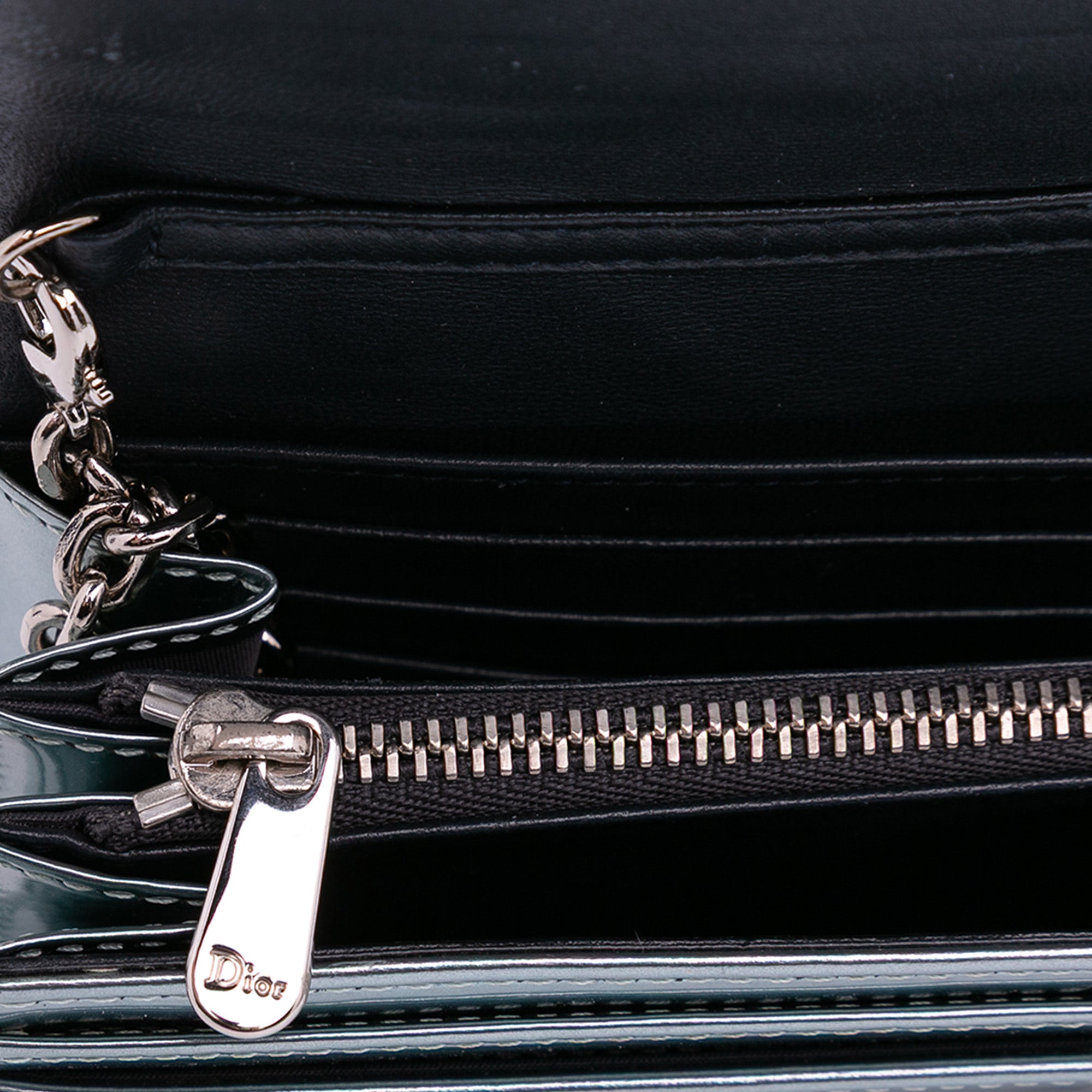 Metallic Patent Microcannage Diorama Wallet on Chain
