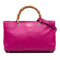 Medium Calfskin Bamboo Shopper Satchel