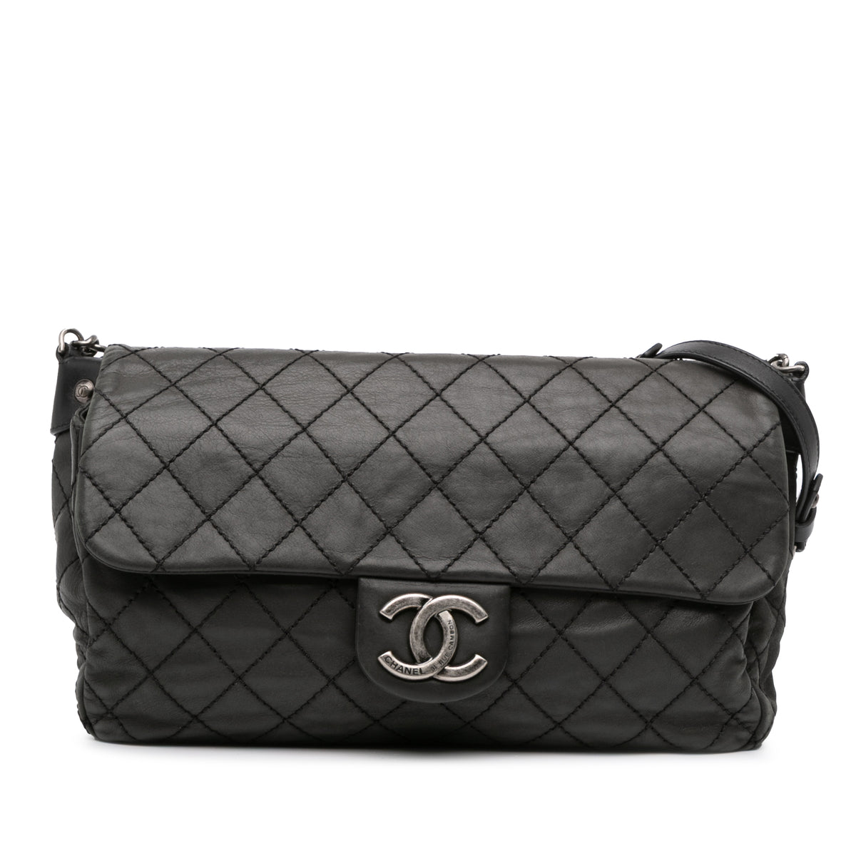 Large Quilted Iridescent Calfskin Coco Daily Flap
