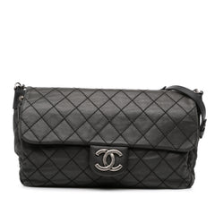 Large Quilted Iridescent Calfskin Coco Daily Flap