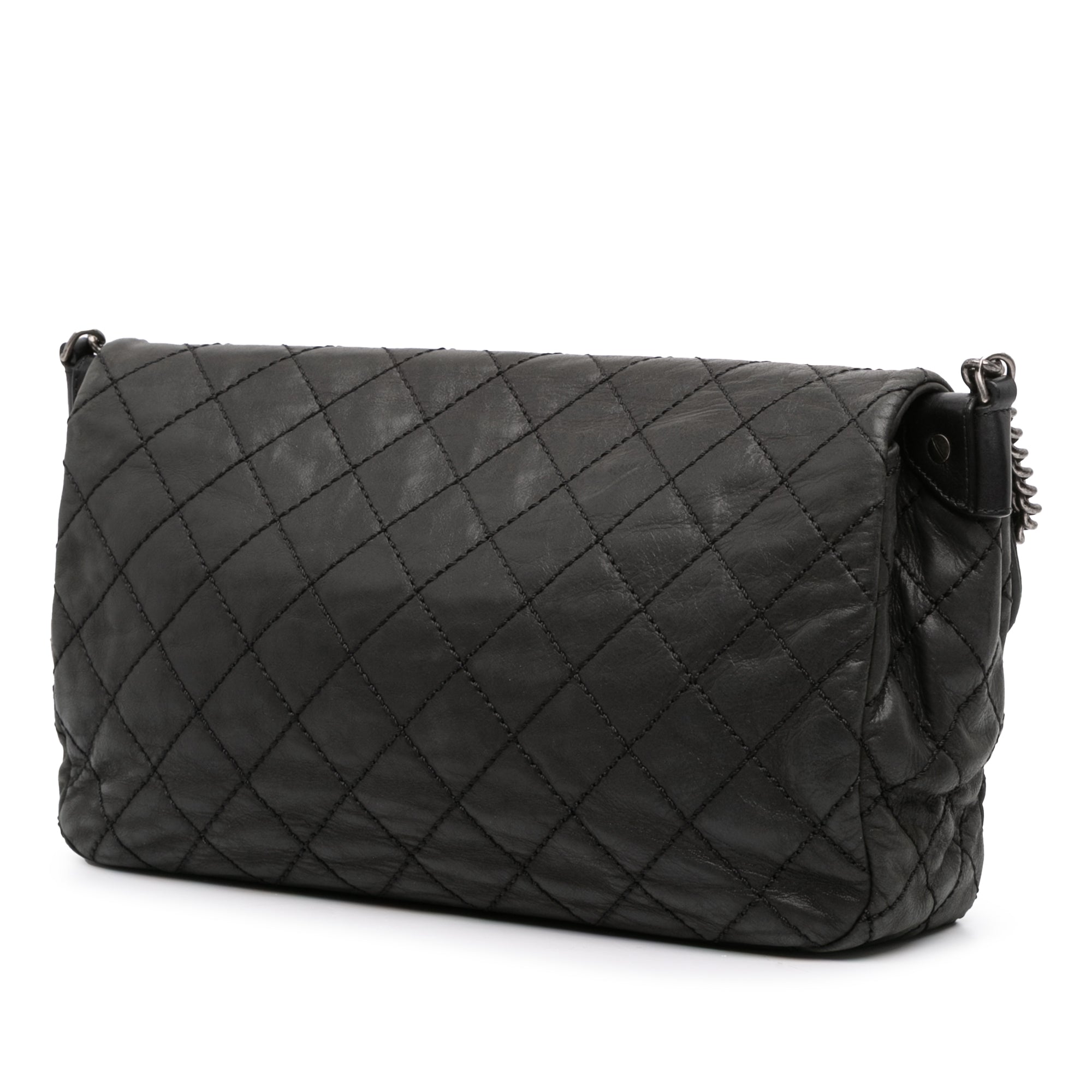 Large Quilted Iridescent Calfskin Coco Daily Flap