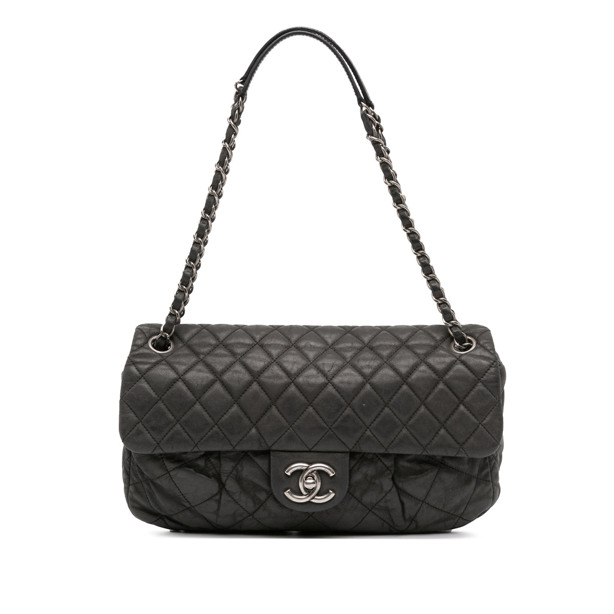 Large Iridescent Quilted Calfskin Coco Pleats Flap