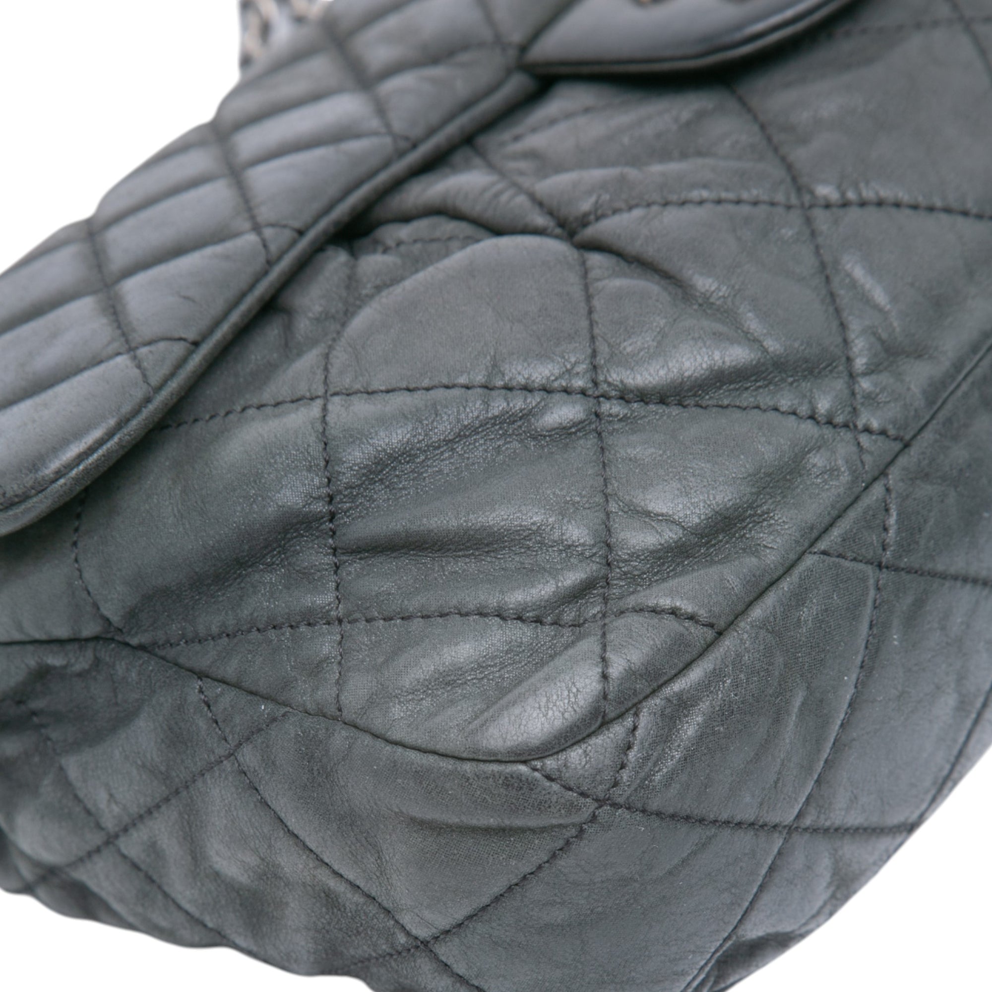 Large Iridescent Quilted Calfskin Coco Pleats Flap