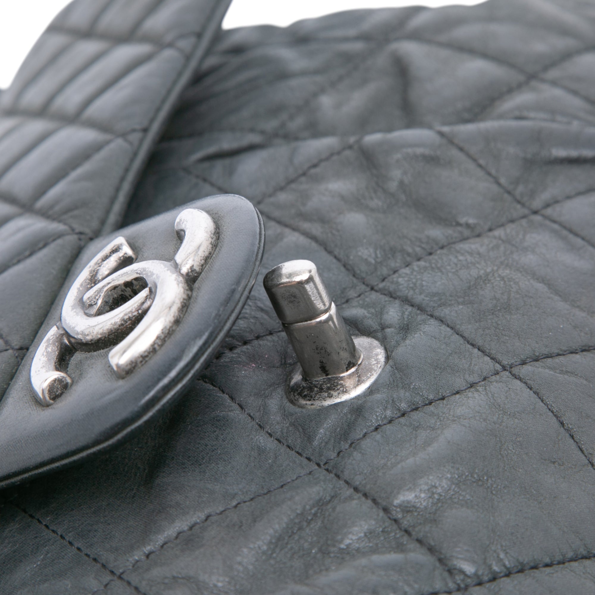 Large Iridescent Quilted Calfskin Coco Pleats Flap