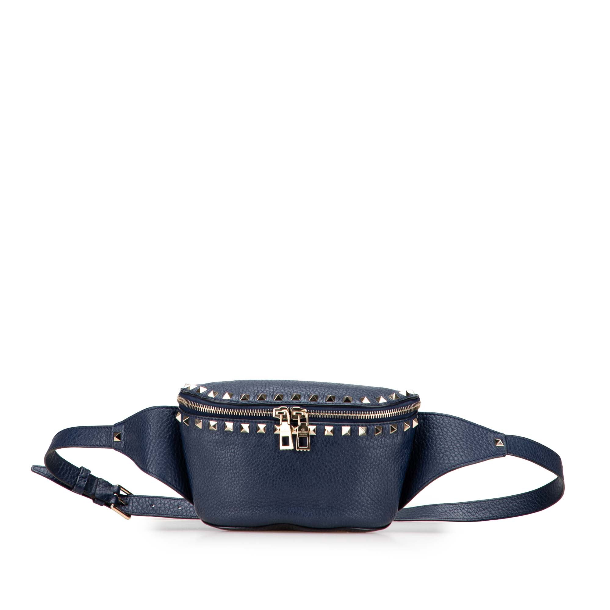 Grained Calfskin Rockstud Belt Bag