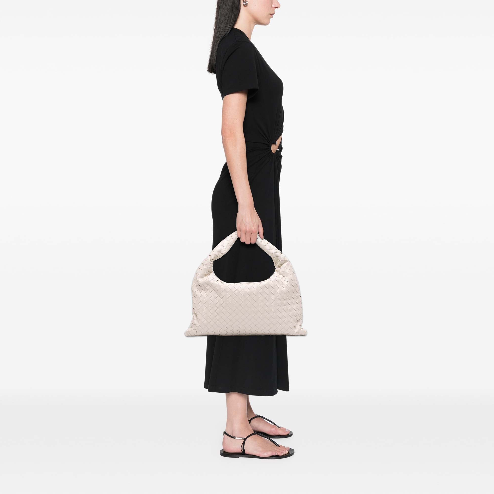 Small Calfskin Intrecciato Hop Hobo