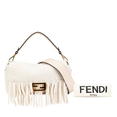 Knitted Wool Fringe Baguette Satchel