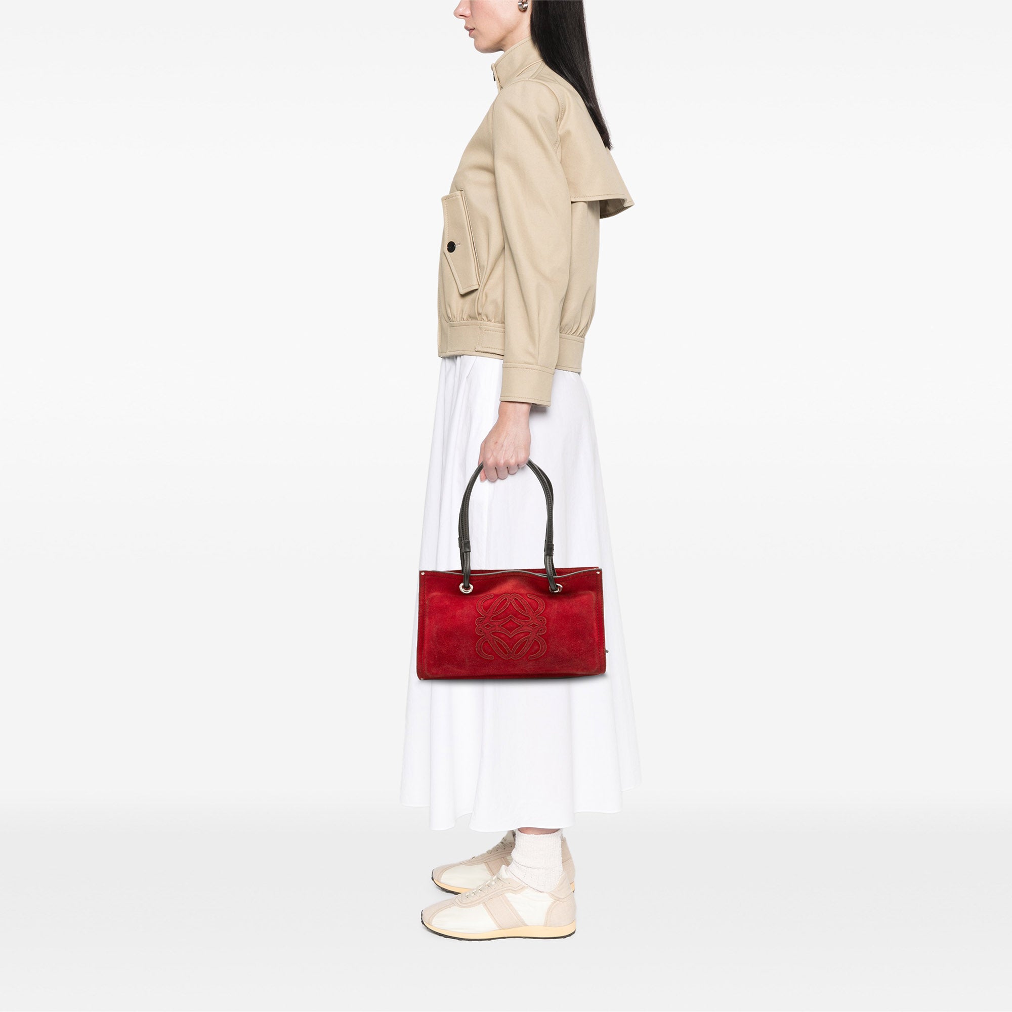 Anagram Suede Shoulder Bag