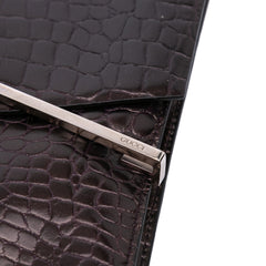 Croc Embossed Leather Broadway Envelope Shoulder Bag