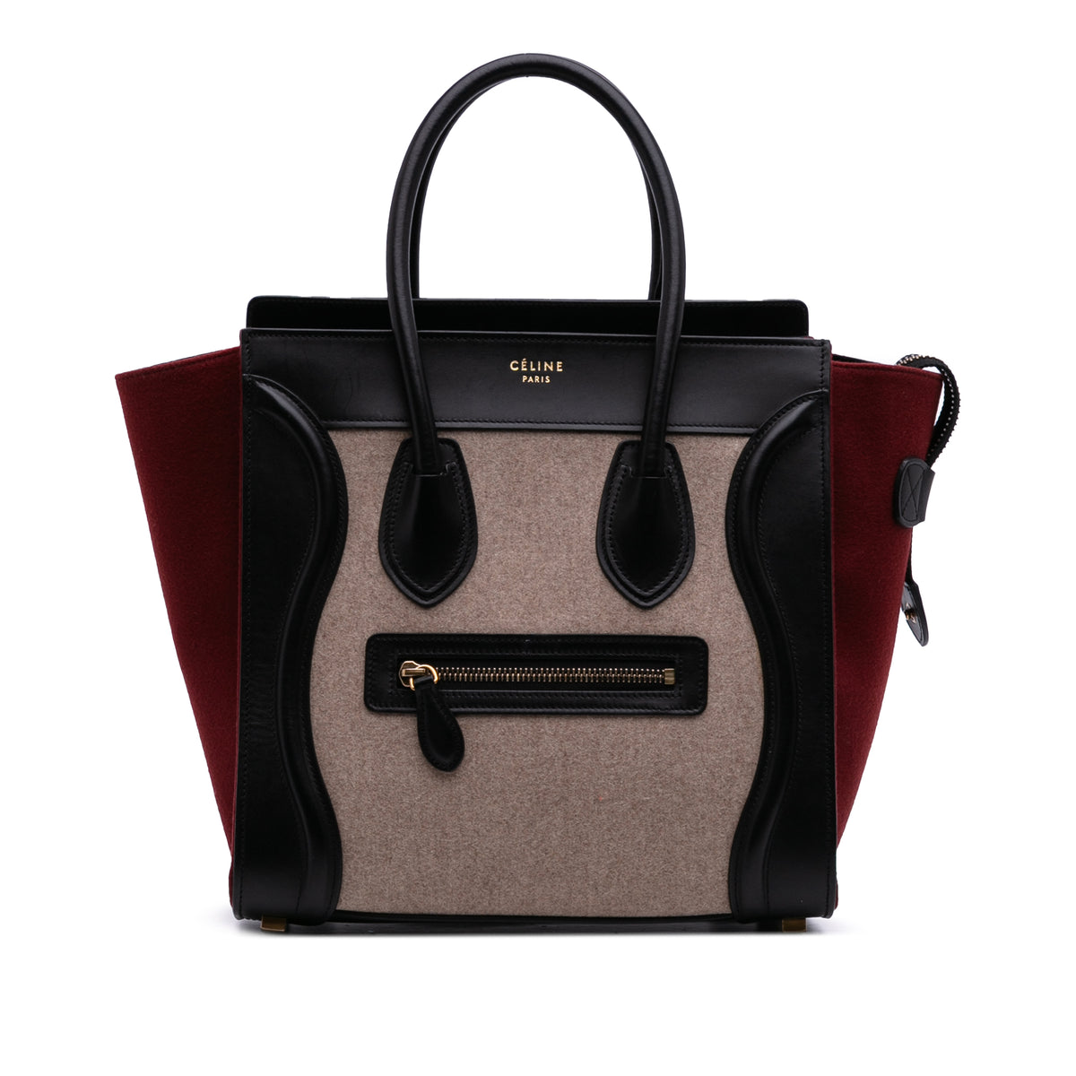 Micro Tricolor Felt Wool and Calfskin Luggage Tote