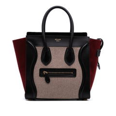 Micro Tricolor Felt Wool and Calfskin Luggage Tote