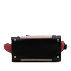 Micro Tricolor Felt Wool and Calfskin Luggage Tote