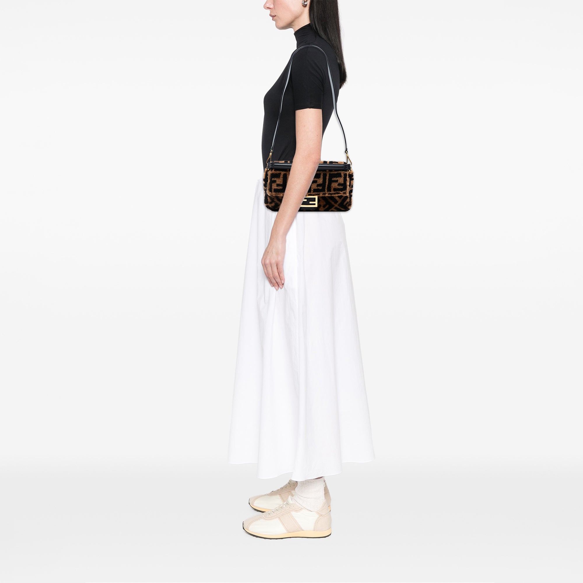 Medium Zucca Shearling Baguette Satchel