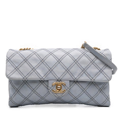 Jumbo Quilted Calfskin Triple Stitched Flap