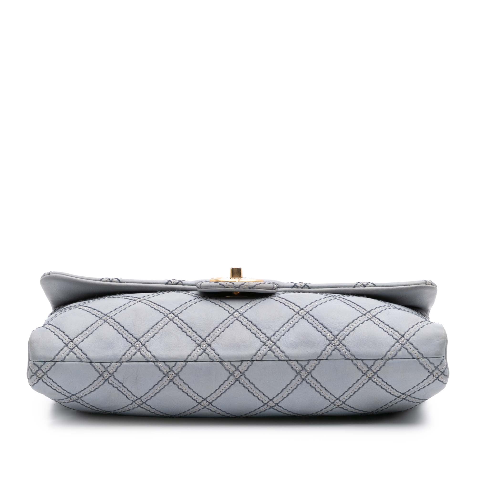 Jumbo Quilted Calfskin Triple Stitched Flap