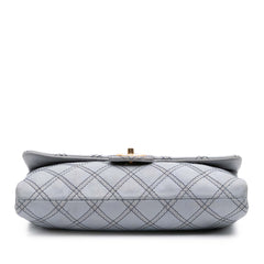 Jumbo Quilted Calfskin Triple Stitched Flap
