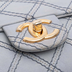 Jumbo Quilted Calfskin Triple Stitched Flap