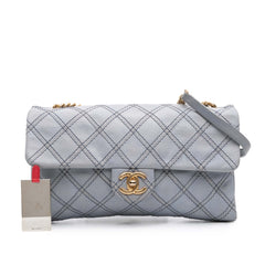 Jumbo Quilted Calfskin Triple Stitched Flap