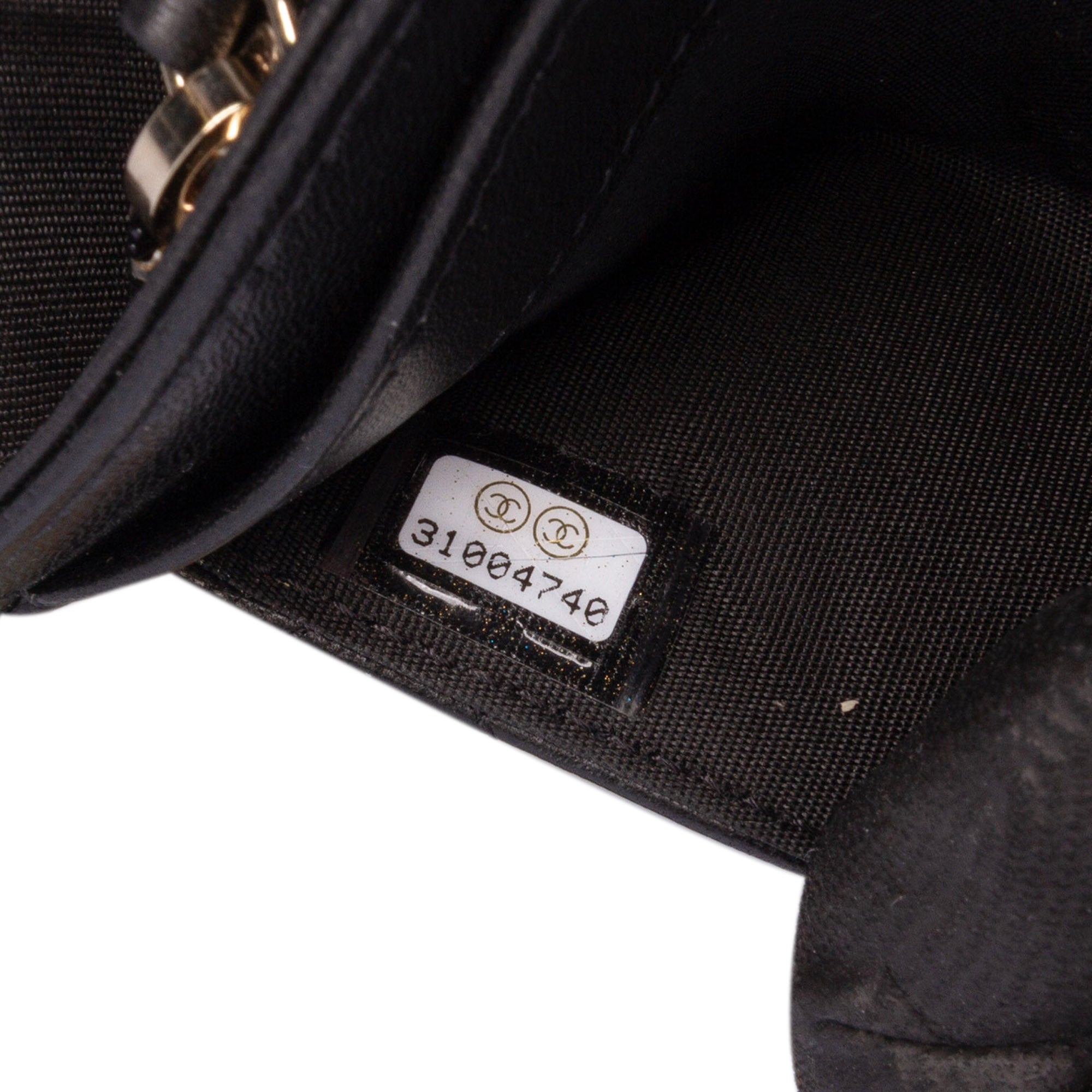 CC Quilted Shiny Lambskin Ribbon Long Clutch on Chain