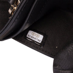 CC Quilted Shiny Lambskin Ribbon Long Clutch on Chain