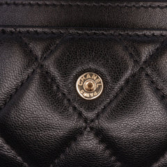 CC Quilted Shiny Lambskin Ribbon Long Clutch on Chain