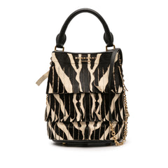Prorsum Animal Printed Pony Hair and Leather Fringe Bucket Bag