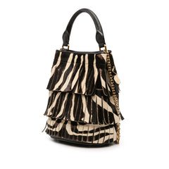 Prorsum Animal Printed Pony Hair and Leather Fringe Bucket Bag