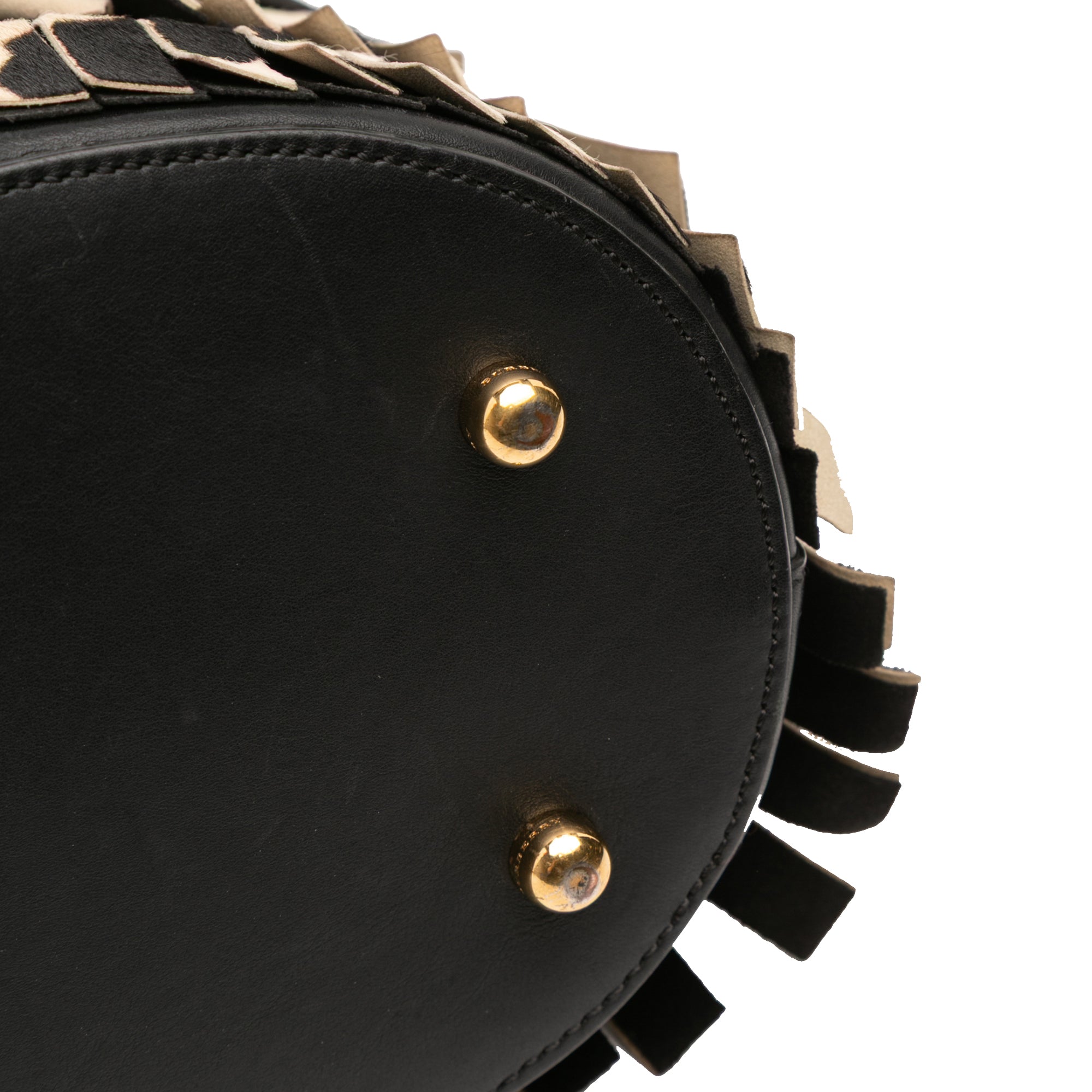 Prorsum Animal Printed Pony Hair and Leather Fringe Bucket Bag