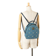 Small GG Marmont Pearl Denim Backpack