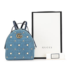 Small GG Marmont Pearl Denim Backpack