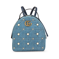 Small GG Marmont Pearl Denim Backpack