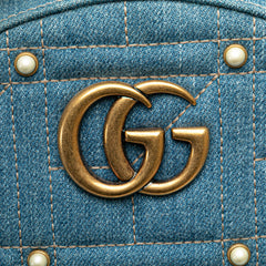 Small GG Marmont Pearl Denim Backpack
