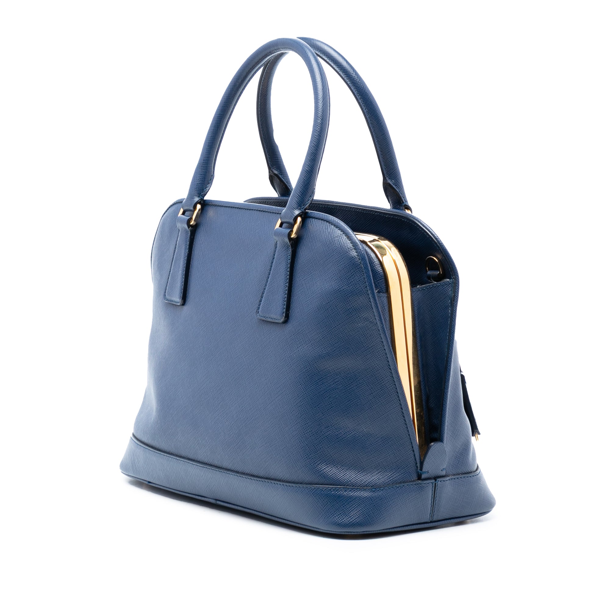 Medium Saffiano Lux Frame Promenade Satchel