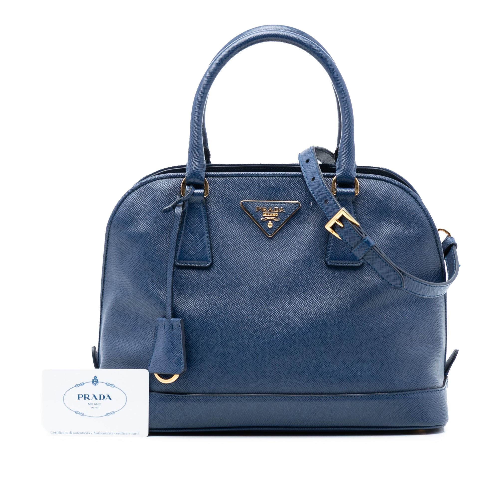 Medium Saffiano Lux Frame Promenade Satchel