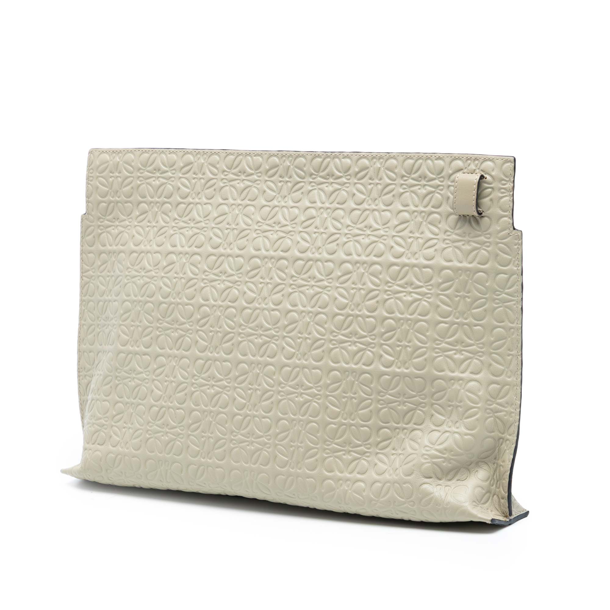Embossed Leather Anagram Repeat T Clutch