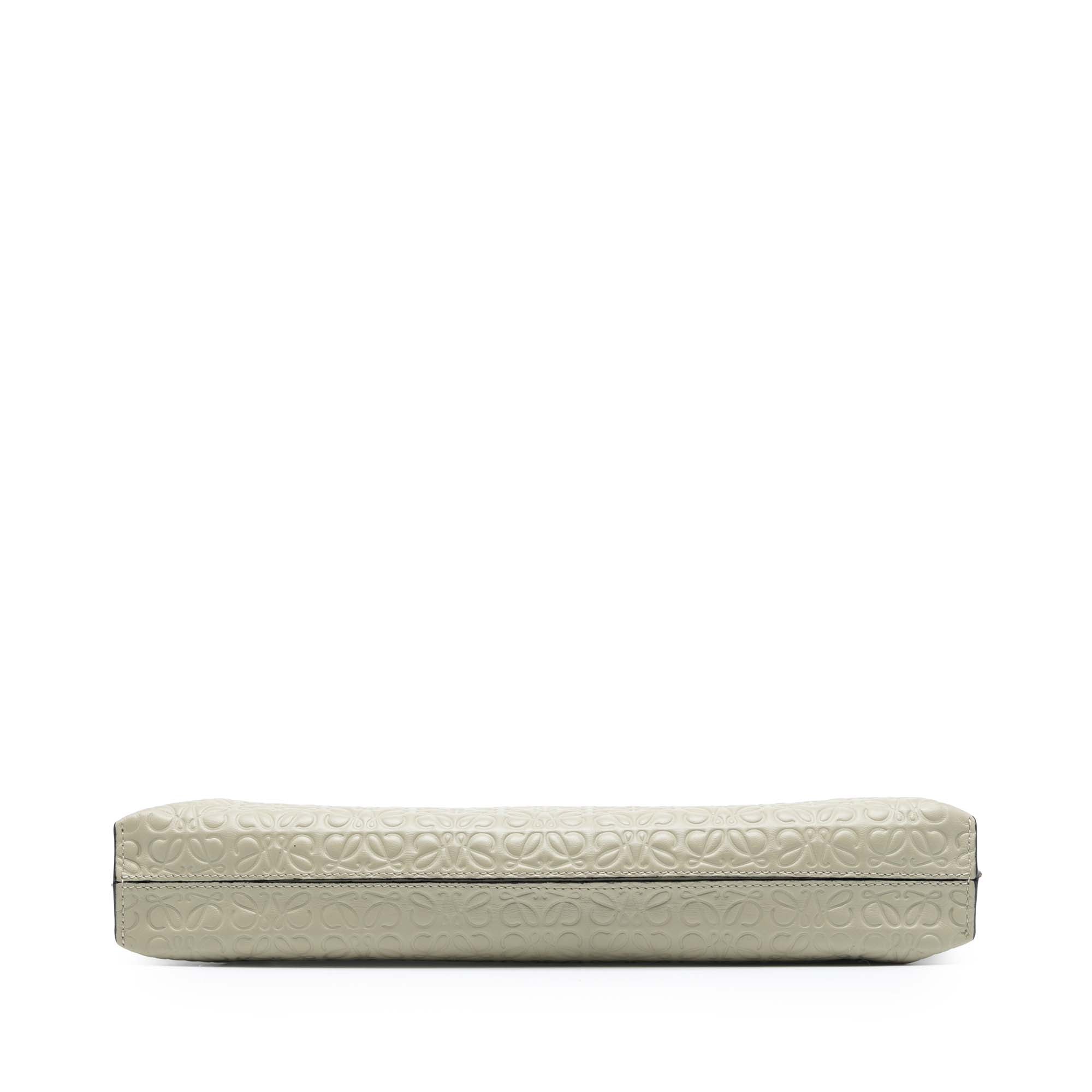 Embossed Leather Anagram Repeat T Clutch