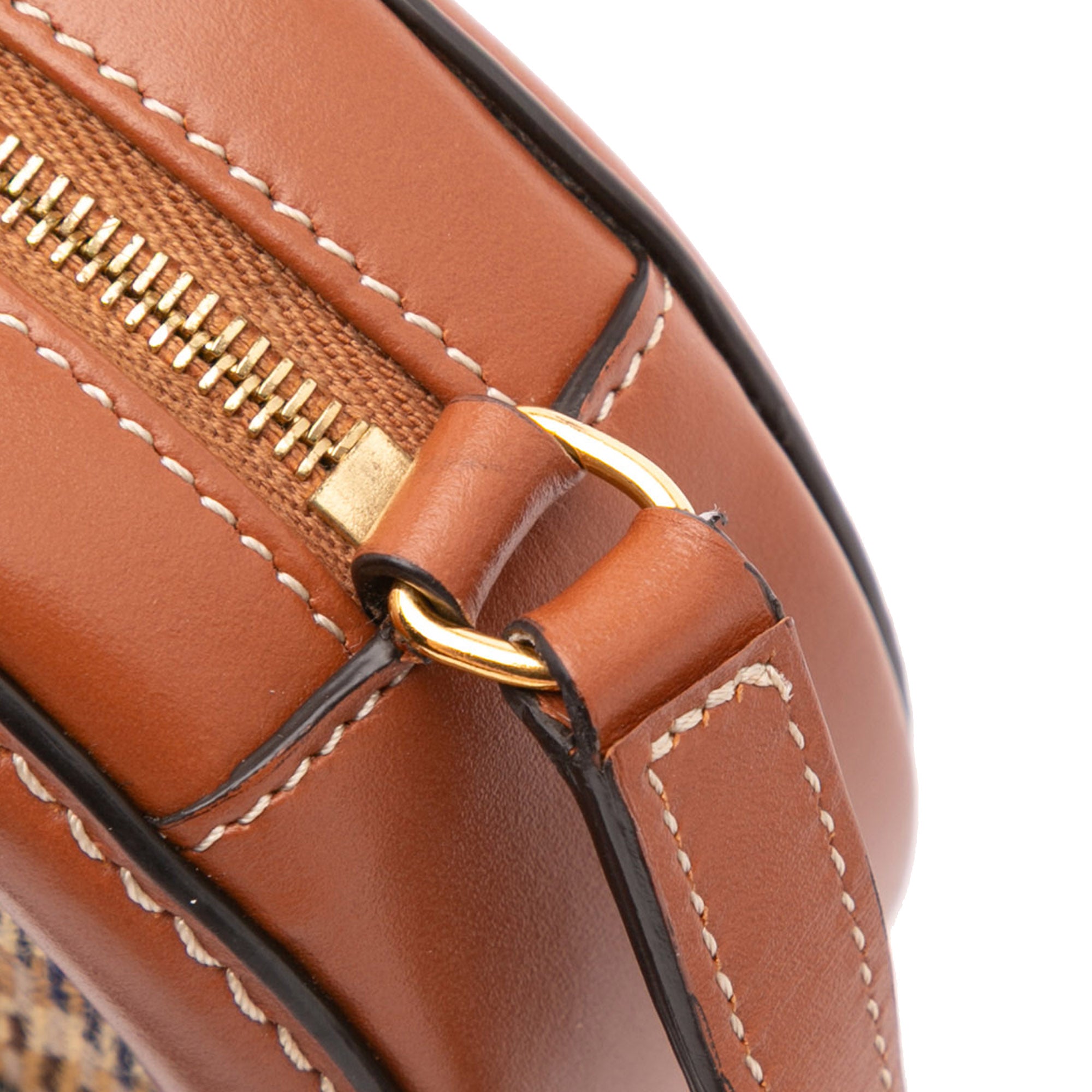 Small Houndstooth Canvas and Calfskin Cuir Triomphe Oval Crossbody