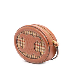 Small Houndstooth Canvas and Calfskin Cuir Triomphe Oval Crossbody