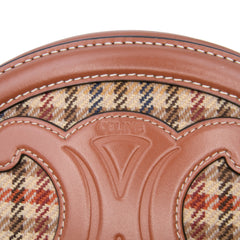 Small Houndstooth Canvas and Calfskin Cuir Triomphe Oval Crossbody