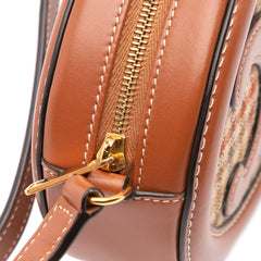Small Houndstooth Canvas and Calfskin Cuir Triomphe Oval Crossbody