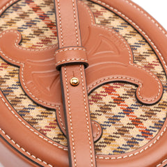 Small Houndstooth Canvas and Calfskin Cuir Triomphe Oval Crossbody