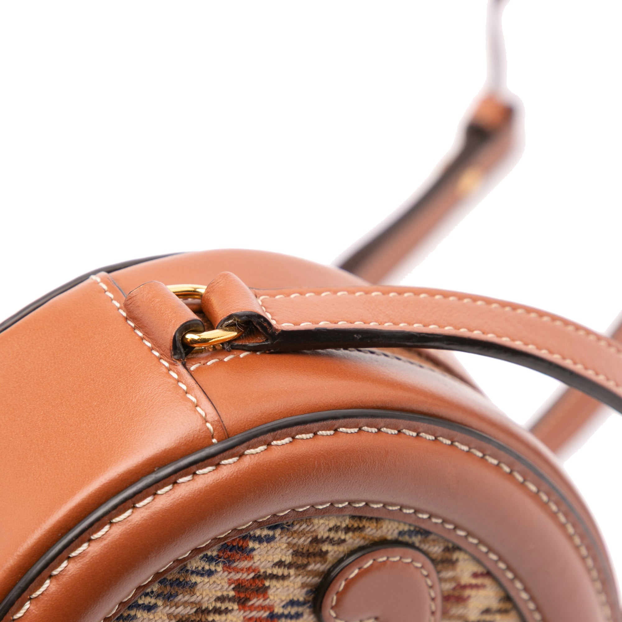 Small Houndstooth Canvas and Calfskin Cuir Triomphe Oval Crossbody