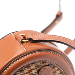 Small Houndstooth Canvas and Calfskin Cuir Triomphe Oval Crossbody