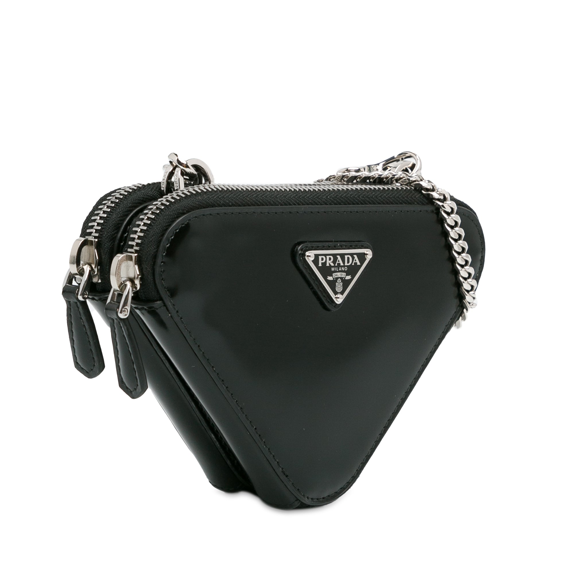 Mini Spazzolato Leather Triangle Pouch_1