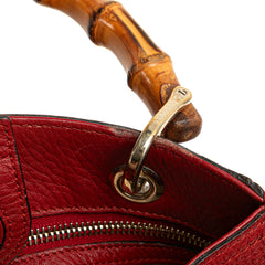 Small Calfskin Bamboo Shopper Satchel
