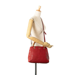 Small Calfskin Bamboo Shopper Satchel