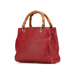 Small Calfskin Bamboo Shopper Satchel