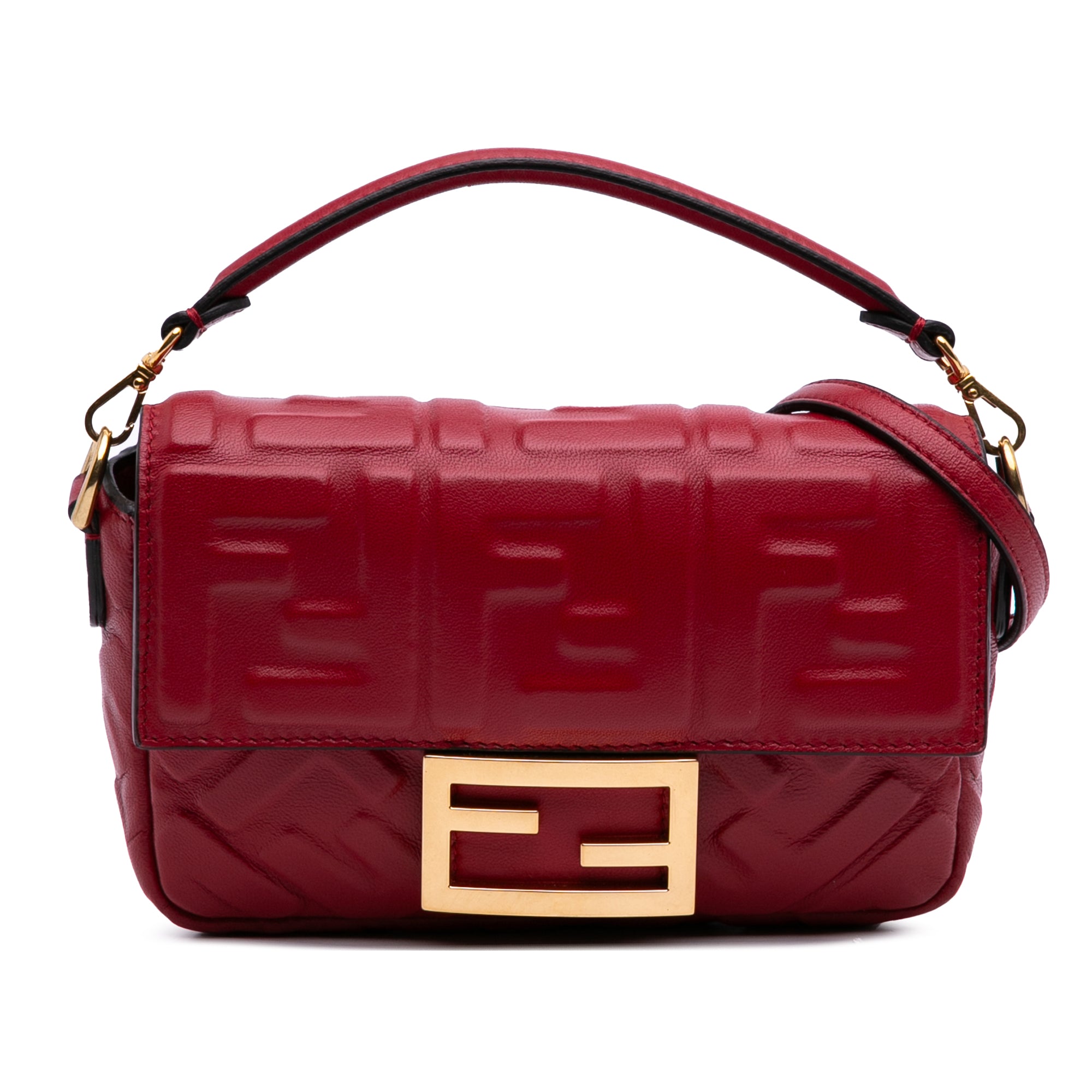 Mini Zucca Embossed Leather Baguette Satchel